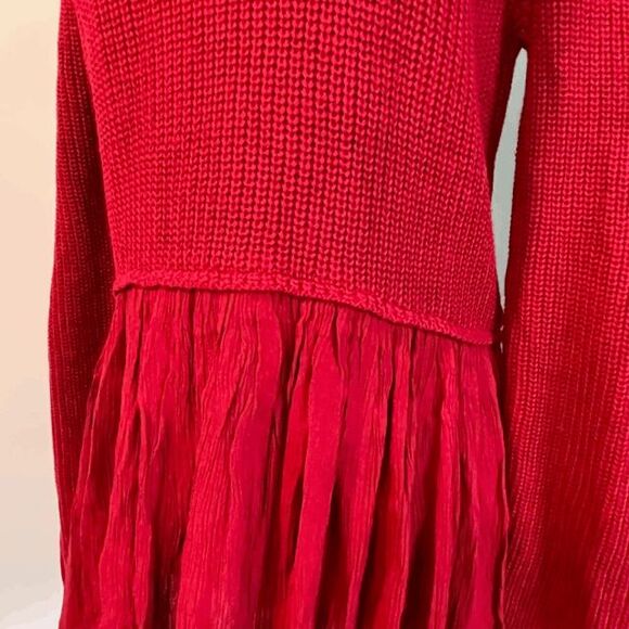 Tres Jolie Peplum Sweater Deep Red Ribbed Knit Long Sleeve Scoop Neck S - Picture 5 of 8